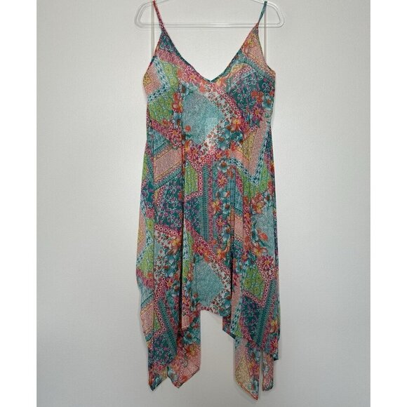 Into the Bleu Swim Cover up Paisley Floral Handkerchief Hem Large - Picture 1 of 9